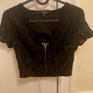 Guess Lace Zip-Crop Top